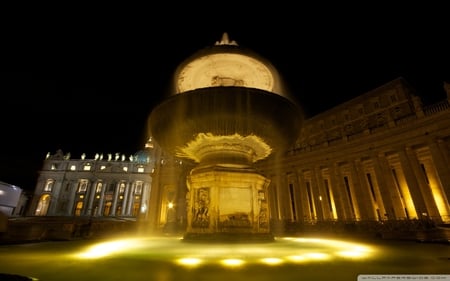 fountain - night, fountain, light, rome