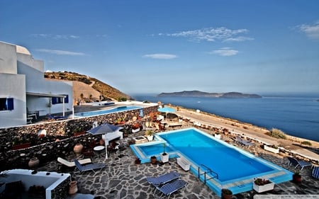 pool - cliff, santorini, pool, sea