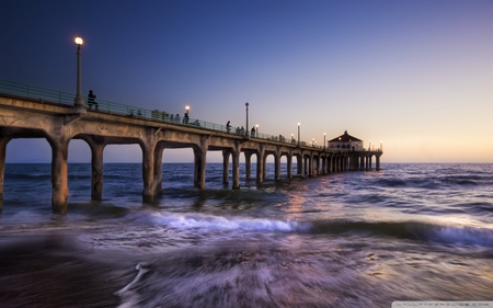 pier - beach, pier, lights, hdr