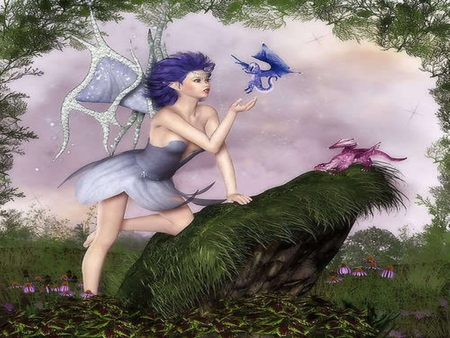 DRAGON FAIRY - fairy, female, dragons, wings