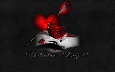 VALENTINE'S DAY - heart, red, rose, book, arrow