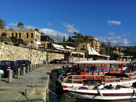 walking on the shore - beaches, sky, houses, boats, sidewalk, cars, shore, white, clouds, blue