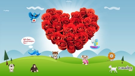 Rose Day - rose, heart, day, wallpaper