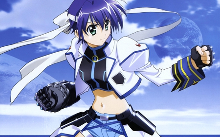 Subaru Nakajima - revolver knuckle, blue hair, lyrical nanoha, subaru, magic, short hair