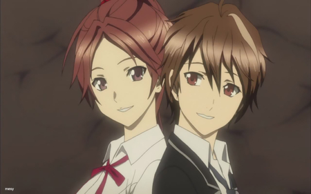 Guilty Crown Shou and Ayase - anime, guilty crown, shou, ayase shinomiya, mesy, manga, shonen, smoke, ouma