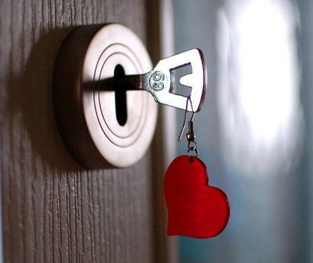 the Key - jewelry, love, key, door, heart, earring