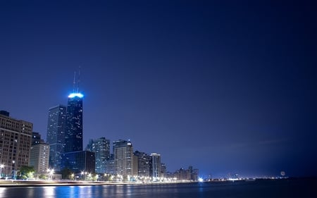 Hancock Illinois - water, blue, beautiful, illinois, city, reflection, buildings, architecture, nature, lights, skyscrapers, hancock, sky