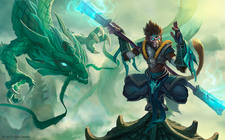 league of legends-wukong - wukong, dragon, league of legends, green