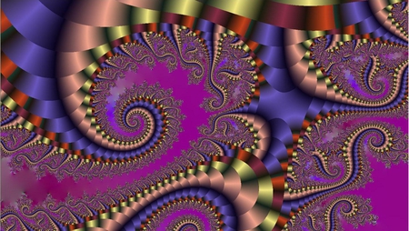 Mechanical swirls - abstract, blue, colourful, pink, fractal