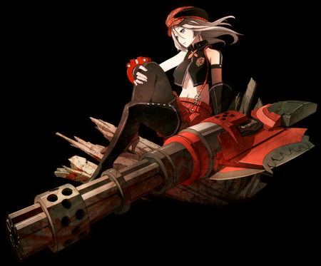 anime - hat, blood, anime, gun, girl, arisa, iriinchina, god, amieera, eater, weapon