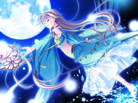 Elsterrier Marigold - moon, arabian, magic, blue, arabian clothes, girl, night