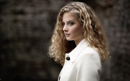 Thoughtful Beauty - white, beauty, curly hair, girl, profile, eyes, thoughts, lovely