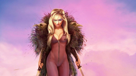 Wild Warrior - girl, hot, warrior, wild, sword, fantasy