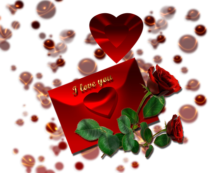 Special Delivery For You - roses, valentines, red, envelopes, love, cherish, hearts