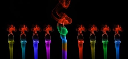 Happy Hanukkah - candle, religious, colors, smoke