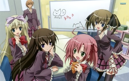 anime - school, girls, cute, friends