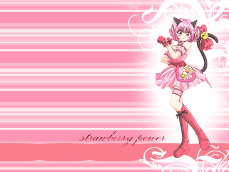 Strawberry Power - mew mew power, ichigo momomiya, anime, tokyo mew mew, strawberry bell, pink, other