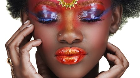 Colorful beauty - woman, beauty, models, female, make up, lips, eyes, photography, colorful, awasome, african, art, purple, black woman, girl, exotic, red, beautiful