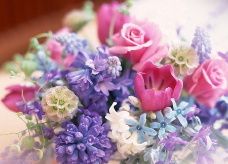 Beauty of flowers - lavender, lilac, beauty, colors, pink, bouquet, flowers, colorful, nature, rose