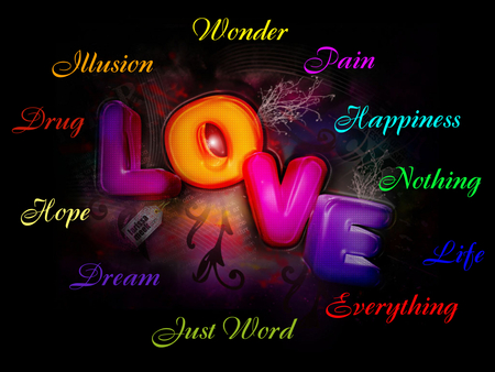 Colorful LOVE - background, wallpaper, black, love, colors