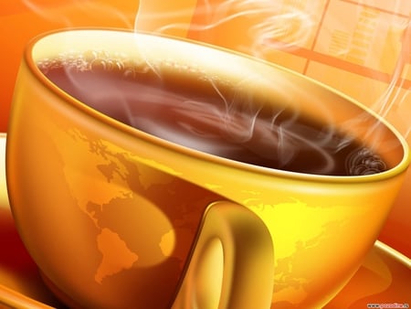 Cup - yelow, coffee, hot, cup