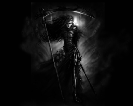 Girl with Scythe - scythe, girl, dark, with