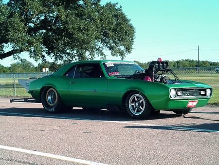 Pro Street Green - bowtie, blown engine, camaro, classic