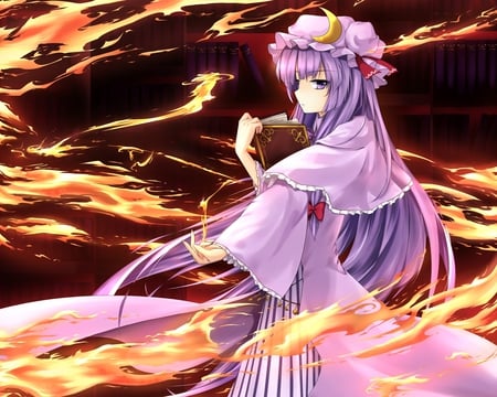 Patchouli New - beauty, touhou, girl, wall, classic, anime, new