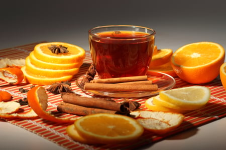 Orange tea - drink, photography, tea, delicious, oranges, cup, cinnamon, orange, drinks