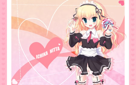 Ichika Nitta - candy, skirt, ichika nitta, heart, anime, uniform, lollipop