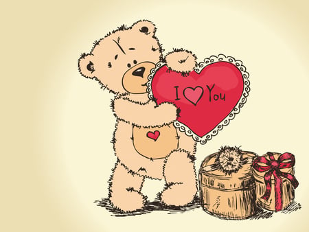 I love you!!!! - bear, love, heart, valentines