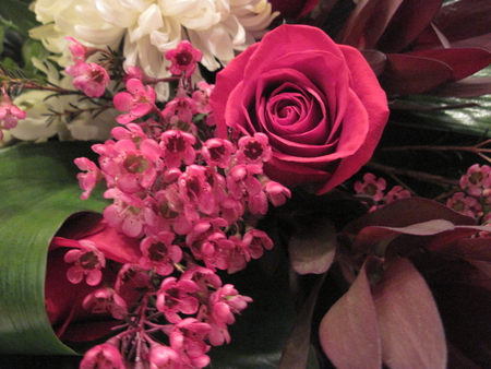 Bouquet of flowers 04 - flowers, white, red, green, photography, brown, rose, bouquet