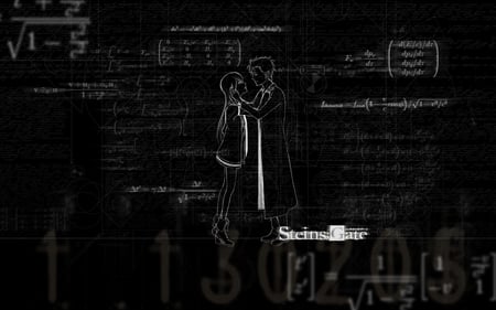 Steins Gate - wall, makise, okabe, black