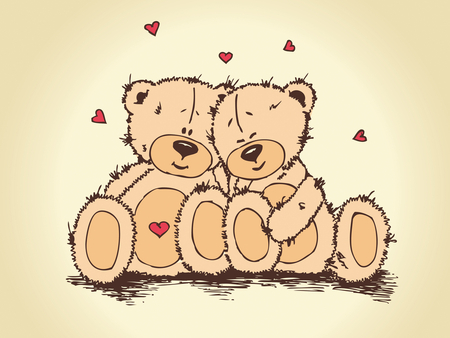 Valentine bear couple - bear, valentine, cute, teddy, heart, love