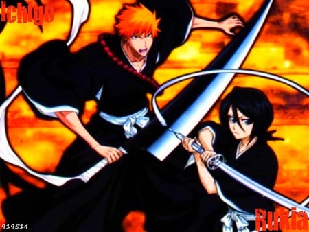 Ichigo and Rukia - ichigo, anime, rukia, bleach