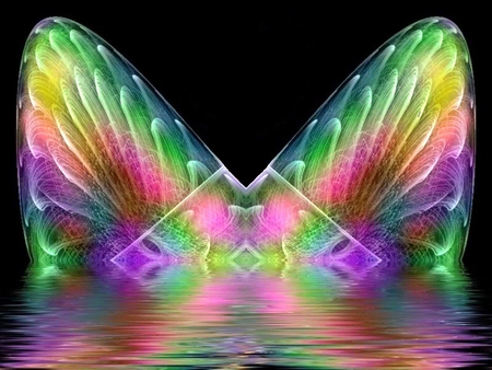 BUTTERFLY ABSTRACT - abstract, colorful, wings, butterfly, reflection