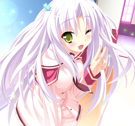 Hello - game cg, girl, blush, sweet, wink, lovely, cute