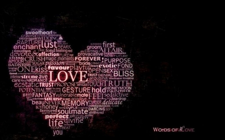 Words of love - love, background, heart, pic, image, wallpaper, black, picture, colours, pink, wall, valentines day, colors, words