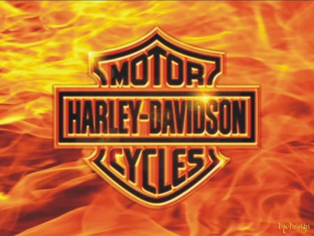 Harley-Davidson  - motorcycles, logo, fire, harley, harley davidson