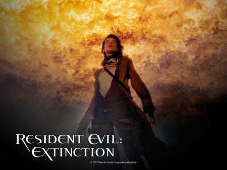 Alice - resident evil, milla jovovich, extinction, fire, alice, ba