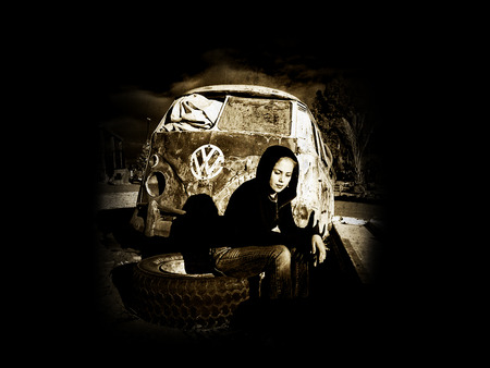 Broken Dream - woman, vw, girl, dark, van, darkness