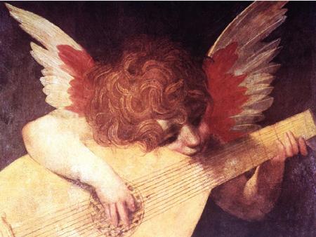 Angel Musician - instrument, lute, angel, wings