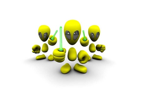 Funny Aliens - yellow, funny, aliens, eyes