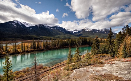 railway and lake  - railway, lake