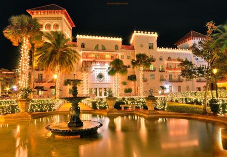 Casa Monica Hotel, Florida - fountain, night, architecture, florida, hotel, pond, other, lights