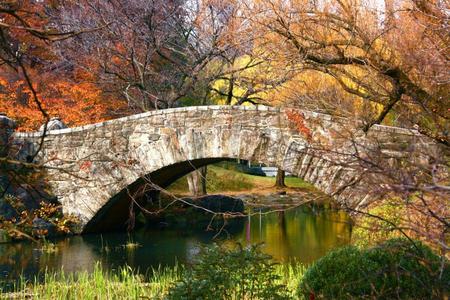 Stone Bridge Central Park - architecture, central park, pond, manhattan, bridges, stone bridge, nyc, autumn