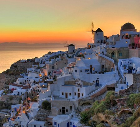 Sunset Santorini Greece - santorini, nature, greece, ocean, houses, sunsets