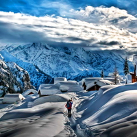 Mountain village in winter