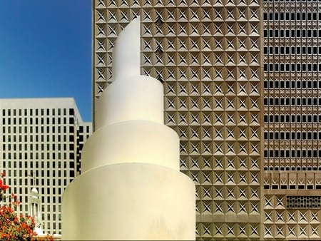 Salutations. - white, monument, sky, skyscrapers