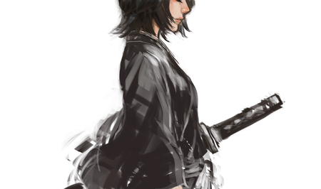 Rukia - anime, original, rukia kuchiki, katana girl, girl, kimono, bleach, rukia, black hair, anime warrior